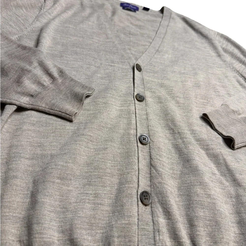 ✨🩶 Alan Flusser Merino Wool Grandpa-Core Elbow Patch Cardigan Sweater XL 🩶✨‎